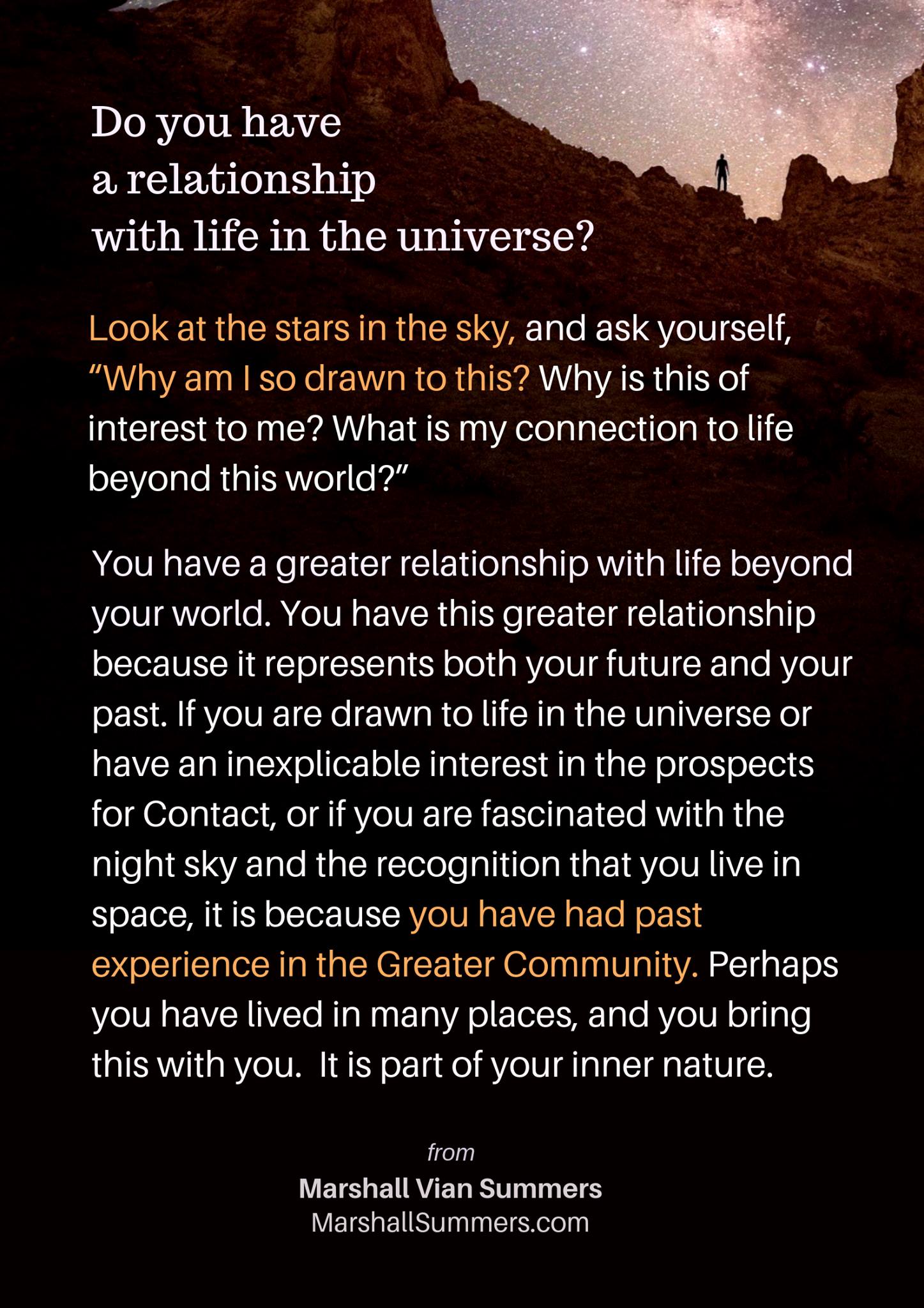Do you have a relationship with life in the universe?