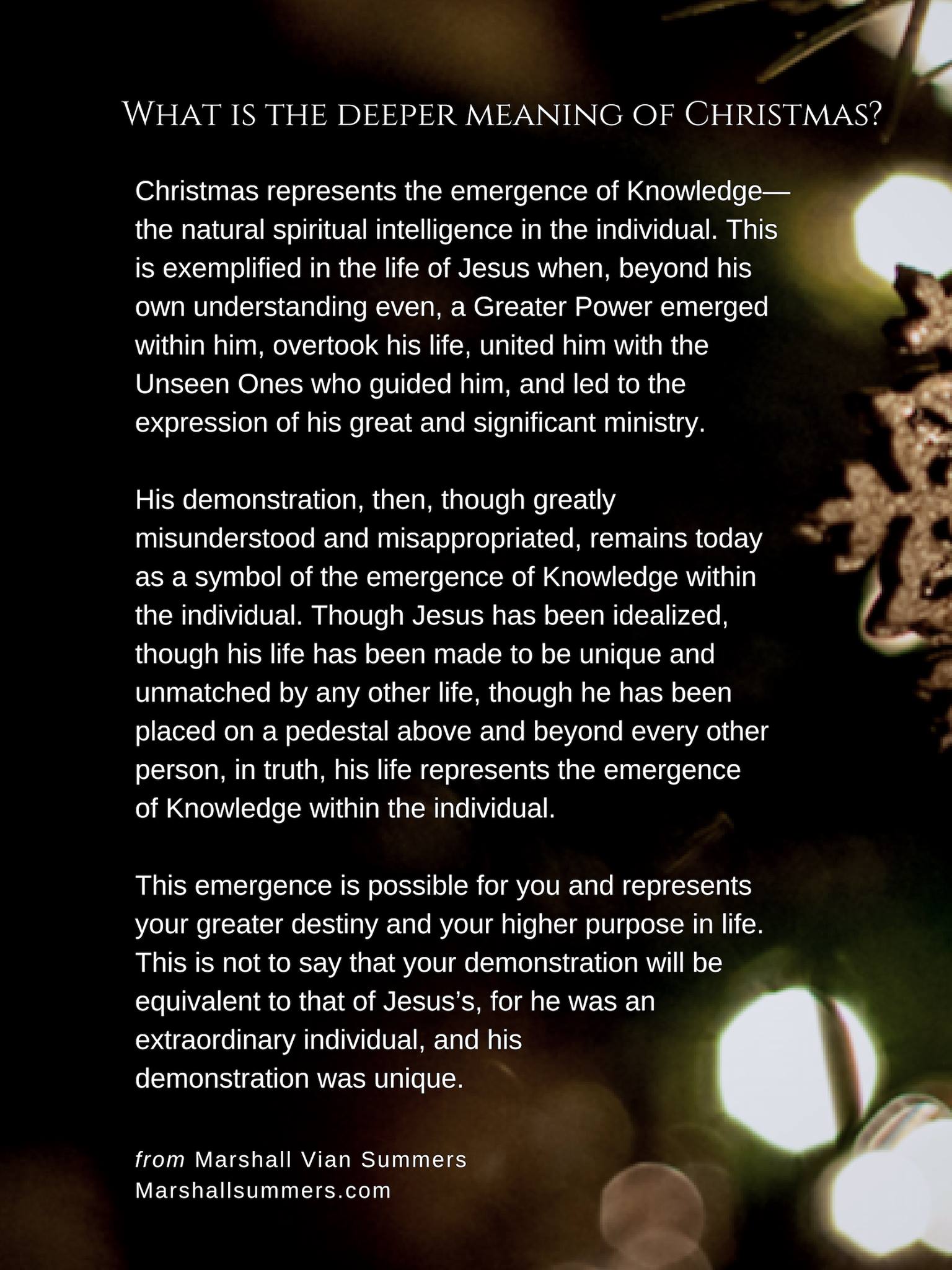 The Deeper Meaning of Christmas - Marshall Vian Summers